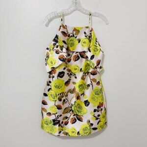 Renn Pop Rose Structured Mini Dress Neon Yellow Ruffle Women's Size XS NWT